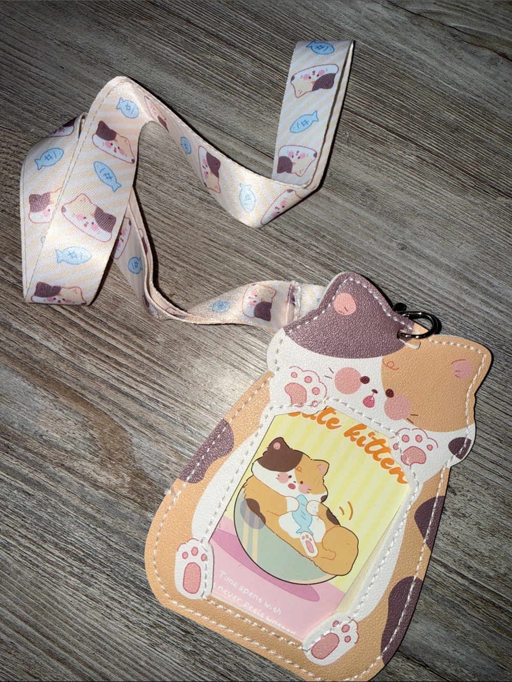 ❤️free with purchase ❤️Cute Kitten Pink & Cream Kids Lanyard Card Holder